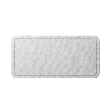 Blank white leather patch with stitched edges isolated on transparent background