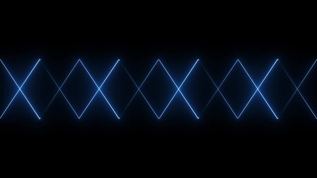  blue neon glowing zigzag geometric lines seamless loop motion background.