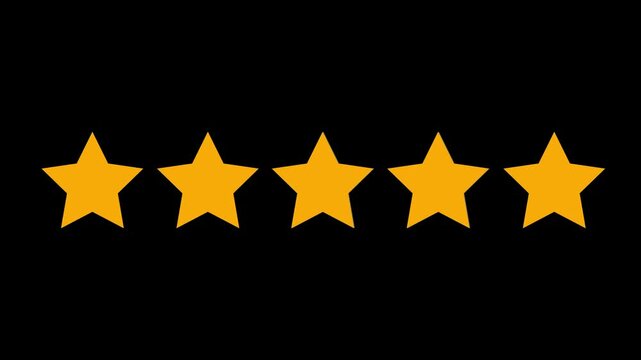 Five star rating icon animated video.