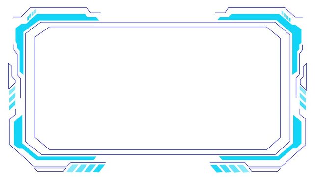 Glowing colored frame with moving lines on a transparent alpha channel background in a seamless loop. Decorative glowing neon frame , effect rectangle frame Loop background
