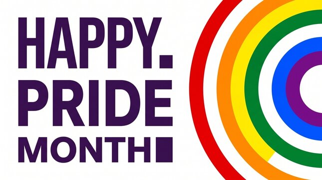 Happy pride month rainbow celebration text