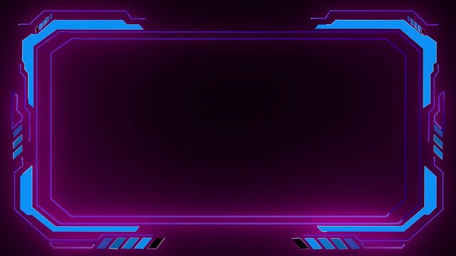 Glowing colored neon frame with moving lines on a transparent alpha channel background in a seamless loop. Decorative glowing neon frame ,Neon effect rectangle frame Loop background