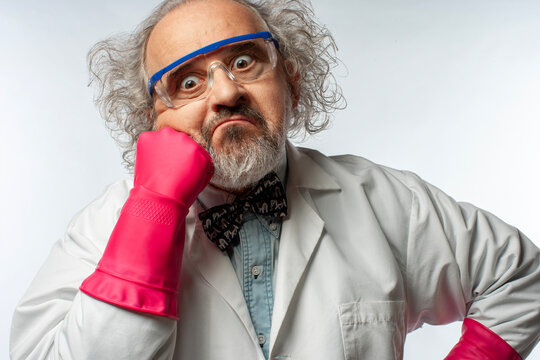 Funny Mad Scientist Character Making an Annoyed Face