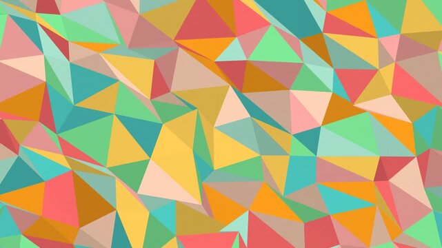 Seamless loop colorful retro mint low poly geometric triangle mosaic abstract background animation