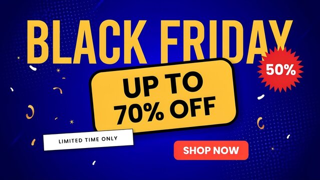Black friday shopping event promotion banner with 70 percent discount