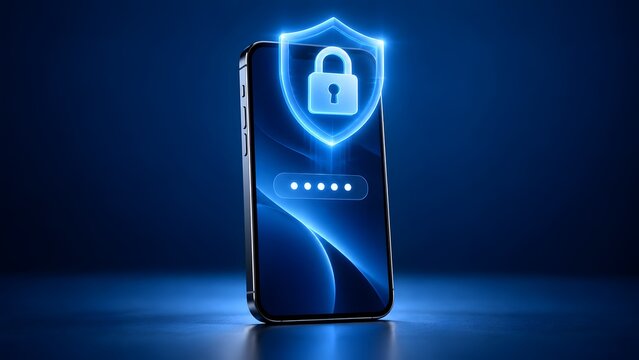 Mobile Phone Security Shield And Password Protection Concept