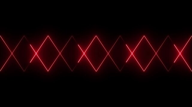  red neon glowing zigzag geometric lines seamless loop motion background.