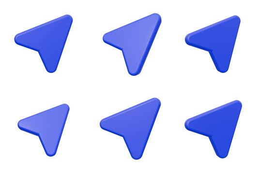 3D blue navigation arrow cursors for digital interface design