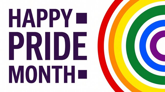 Happy pride month colorful rainbow celebration text