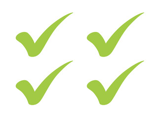 Four green checkmarks in a square formation png isolated on transparent background © Arafat