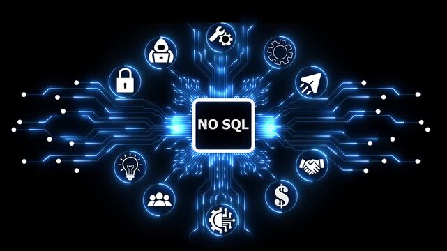 No SQL Technology Interface with Advanced Database Processing and Digital Data Infrastructure 4k technology animation 4k video..