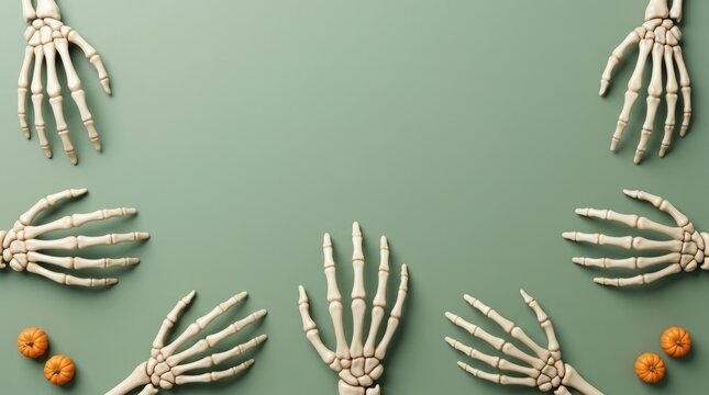 Human hand skeleton with highlighted joints and bones