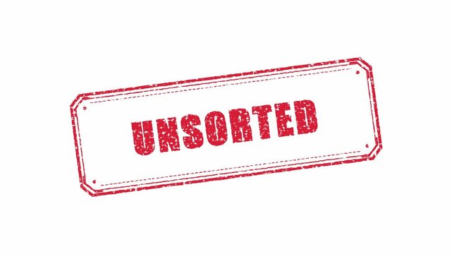 Distressed red unsorted stamp appearing on alternating backgrounds. 4K Video