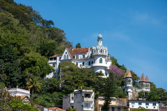 Valentim Castle in Santa Teresa, featuring historic architecture and a charming atmosphere, highlighting its imposing structure and Rio de Janeiro's cultural landscape.