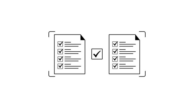 checklist and clipboard task documentation management, checklist questionnaire assessment form, online exam Choosing the right answer. Motion Graphic. animation