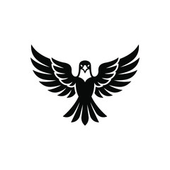 Obraz premium Stylized Black Silhouette of a Bird of Prey with Wings Spread.