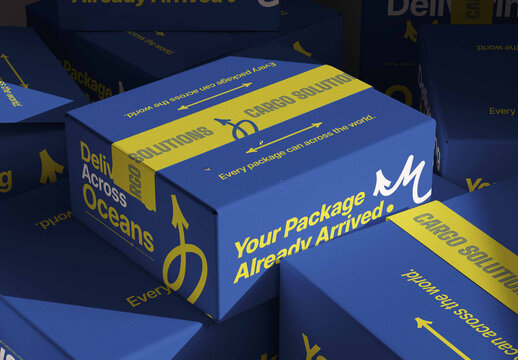 Stacked Cardboard Shipping Box Mockup