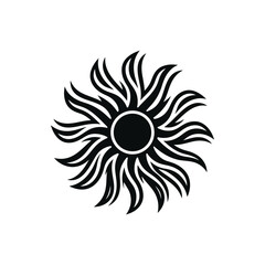 Fototapeta premium Stylized Sun Icon with Fiery Rays.
