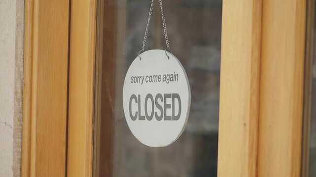 A sign that clearly indicates the shop is currently not open for business