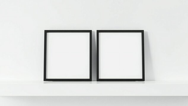 Two empty picture frames on wall