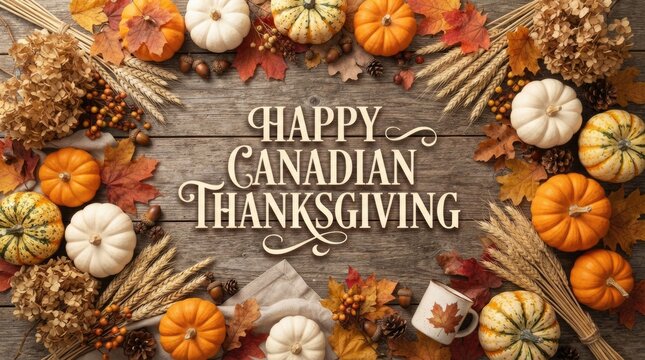 Happy canadian thanksgiving autumn harvest celebration banner
