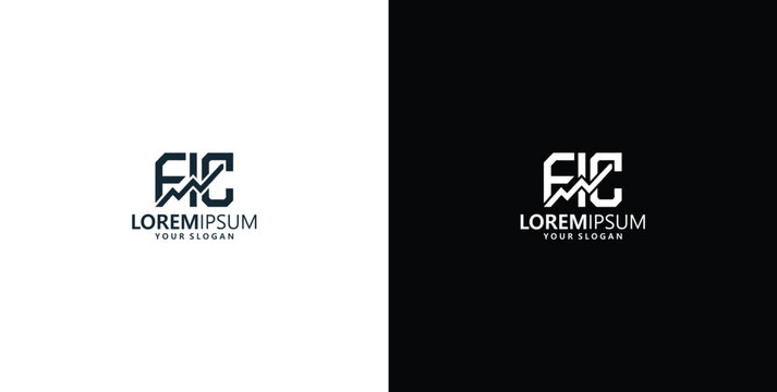 Modern FIC Initial Letter Logotype Featuring a Rising Chart Icon for Corporate Business and Financial Success Identity