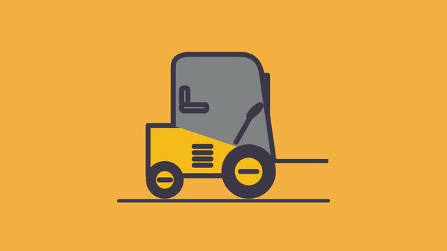 Yellow Forklift Truck Vector Graphic Motion Icon Animation Moving For Industrial Logistics Warehouse Material Handling Cargo Loading Transport
