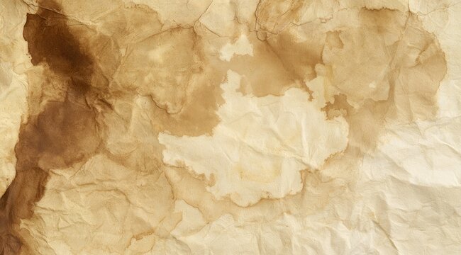 Aged, wrinkled paper texture with irregular brown staining