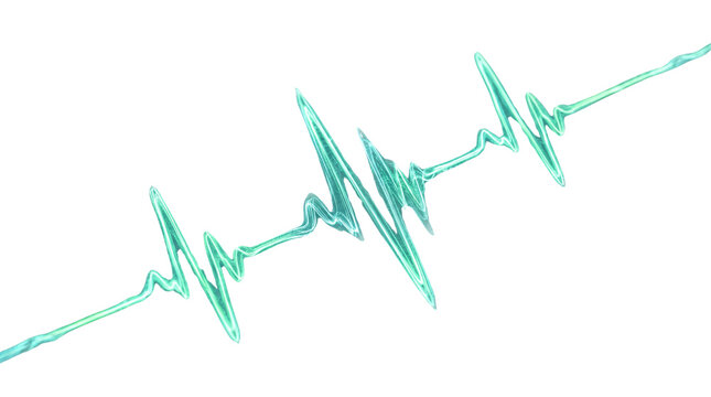 Teal liquid heartbeat line, fluid splash pulse wave, medical heart rate monitor visualization, abstract water ripple frequency for healthcare isolated PNG with Transparent Background