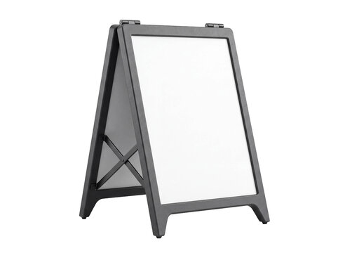 Blank A-frame sidewalk sign with white display area for advertising Cutout PNG