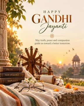 Gandhi Jayanti Celebration with Charkha and Books