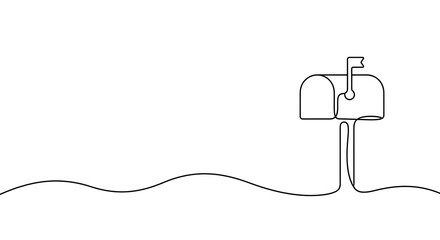 Obraz premium Continuous Line Drawing Mailbox Minimalist Postal Communication Delivery Correspondence Concept Illustration