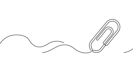 Obraz premium Minimalist Continuous Line Art Paperclip Icon Office Supply Organization Business Concept