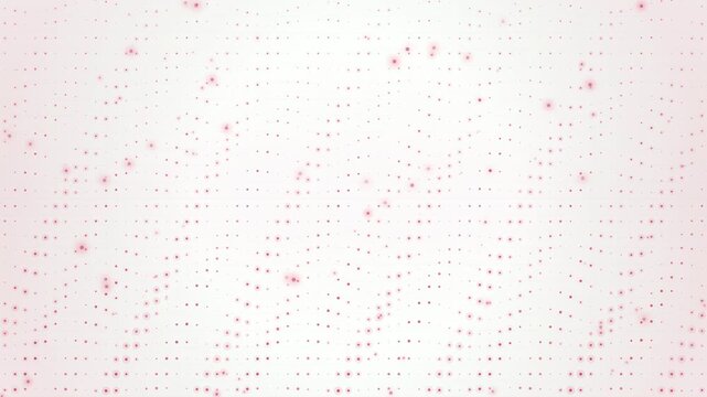 Abstract white background with floating red particles moving in a seamless digital network pattern