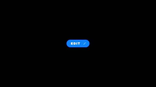 Blue Edit Badge Animation with Pencil Icon on Black Background for Content Customization Concept