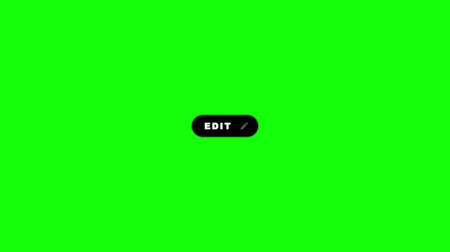 Black Edit Badge Animation with Pencil Icon on Green Screen Chroma Key Background