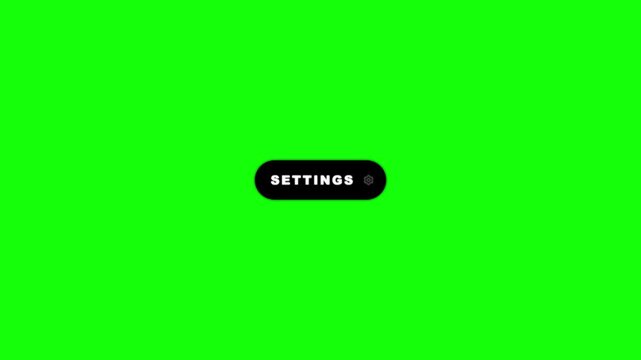 Black Settings Badge Animation with Gear Icon on Green Screen Chroma Key Background