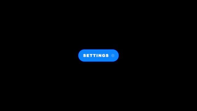 Blue Settings Badge Animation with Gear Icon on Black Background for System Configuration Concept