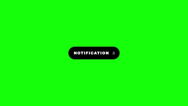 Black Notification Badge Animation with Bell Icon on Green Screen Chroma Key Background