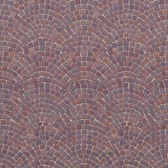 Obraz premium Historic Trentino Porphyry Red Stone Fan Shaped Paving Pattern