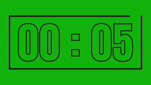 Digital timer display showing 00 08 with a black outline on a green background