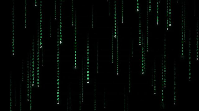 Neon Binary Code Rainfall Digital Background