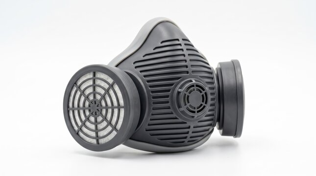 Black protective respirator mask for industrial safety