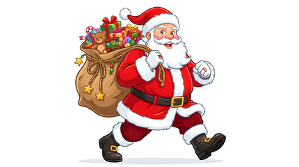 Fototapeta premium A jolly saint nicholas carrying a large sack of gifts for christmas cheer