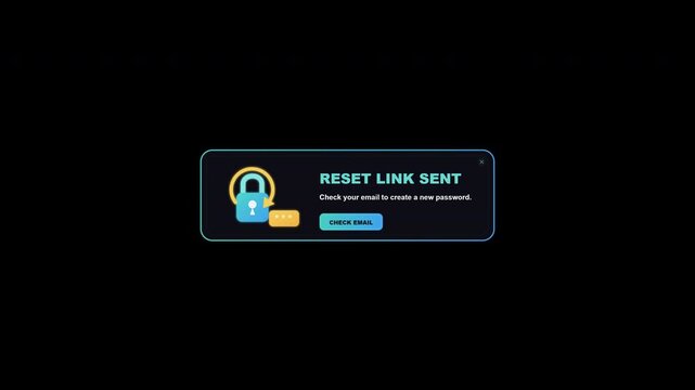 Password Reset Link Sent Security Email Verification Overlay Animation Transparent Background Alpha Channel