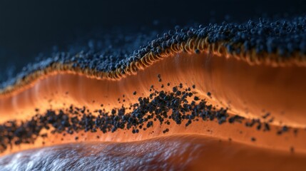 Fototapeta premium This artwork depicts the concept of leaky gut syndrome with a cross-section of the intestinal wall.