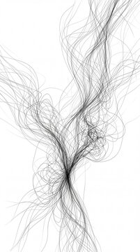Intricate abstract black line art scribbles and tangled wires on white background.