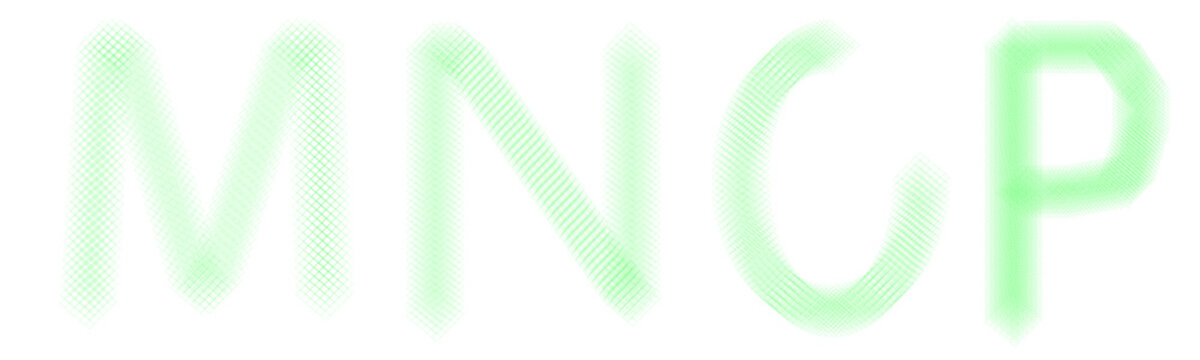 Light green letters m, n, o, p formed by intersecting grid lines on white background