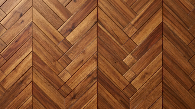 Herringbone walnut wood floor texture, elegant chevron timber parquet pattern, warm brown hardwood paneling for interior design background