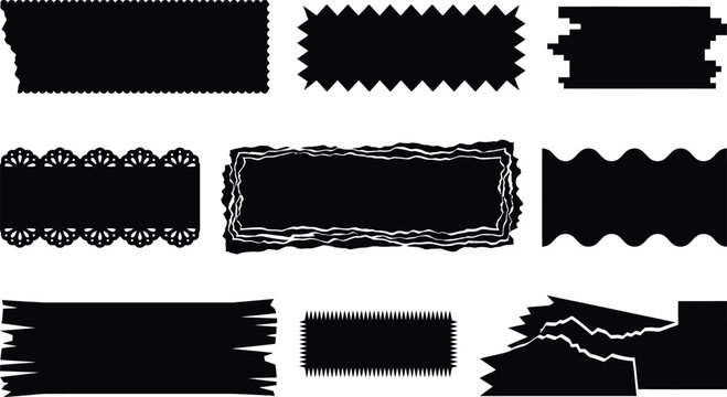 torn paper borders silhouette art pattern icon set vintage ripped paper edges